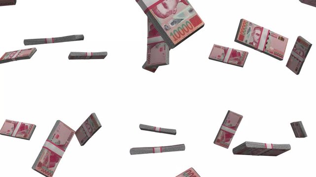 Albania Money, Albanian Lek Cash Stacks, ALL Currency Bundles, White Background Isolate, 4K