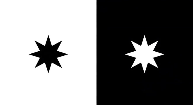 Black and white starburst with five and eight points five-pointed eight-pointed