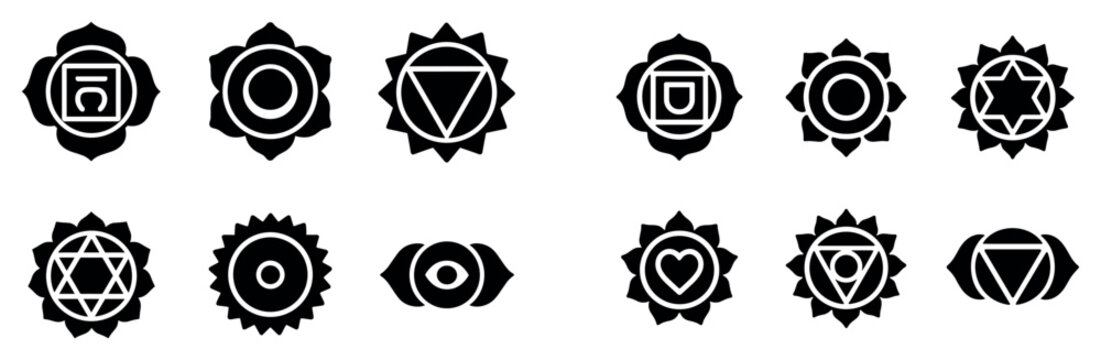 Wellness icons with heart eye triangle silhouette