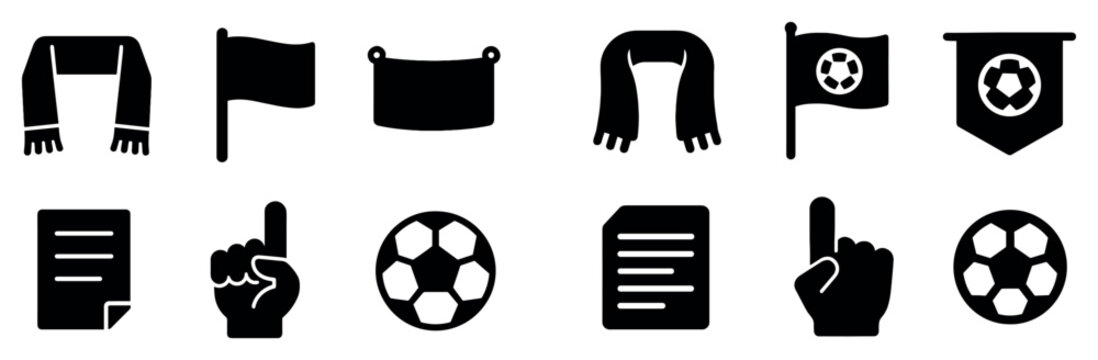 Sports icons with scarf ball finger bold