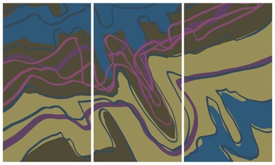 Modern interior triptych. The picture is painted by hand on a tablet. © neurostructure