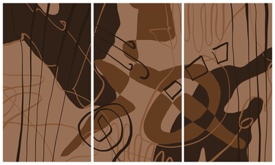 Modern interior triptych. The picture is painted by hand on a tablet. © neurostructure