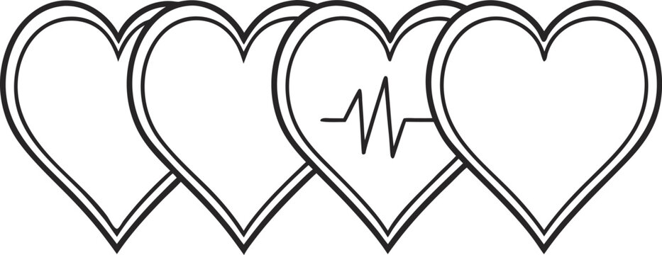 Black and white heart shape with squiggly line pattern