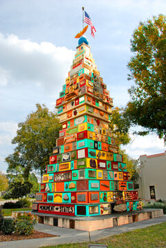 Monument of States 50th anniversary with 50 time capsule to be opened in 2043 Historic downtown Kissimmee Florida FL . 05.01.26
