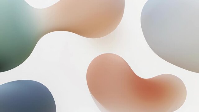 Soft fluid shapes in pastel gradients shown in abstract style on light background, concept of calm minimal design