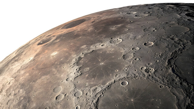 Detailed moon surface with craters and lunar terrain in close up view