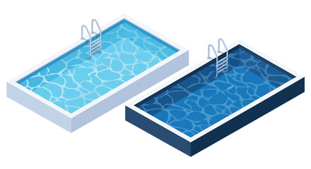Isometric view of two swimming pools with ladders a striking silhouette © adobeamena