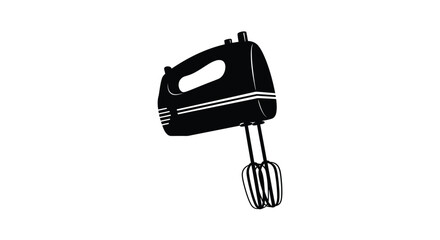 Black hand mixer illustration with whisks a striking silhouette © adobeamena