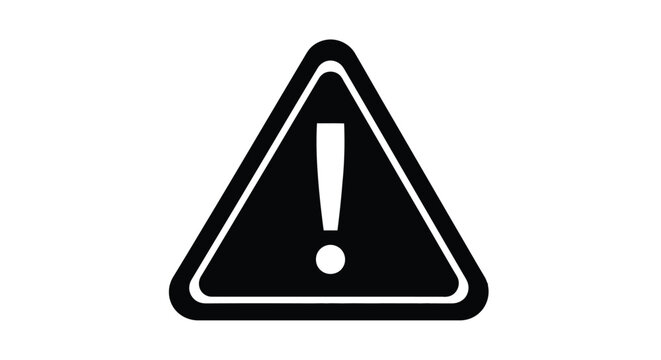 Black triangular warning sign with exclamation point a stark silhouette