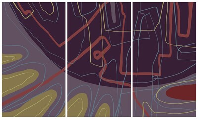 Modern interior triptych. The picture is painted by hand on a tablet. © neurostructure