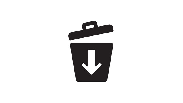 Trash Can Icon with Download Arrow for Data Removal and Digital Cleanup