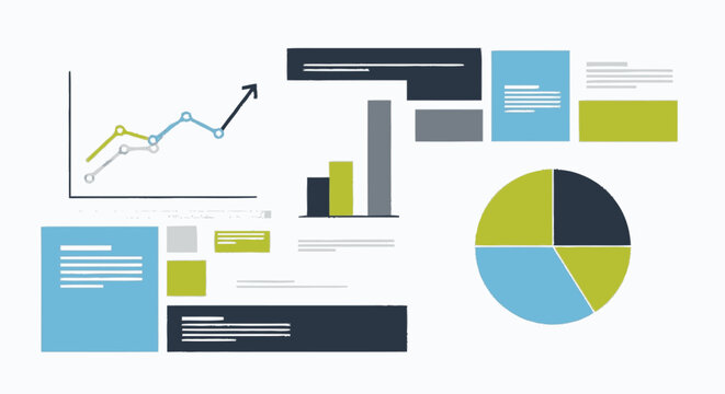 Business data dashboard with charts graphs and infographics