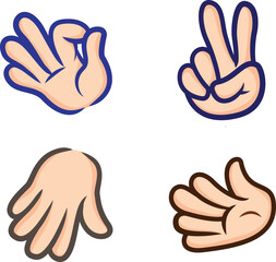 Obraz premium Set of cartoon hand gesture icons vector illustration for communication and expression isolated on white