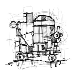 Abstract image for printing. Picture for modern interiors. The picture is painted by hand on a tablet. © neurostructure