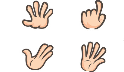 Obraz premium Set of cartoon hand gestures vector icons for pointing counting and communication isolated on white background