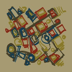 Abstract image for printing. Picture for modern interiors. The picture is painted by hand on a tablet. © neurostructure
