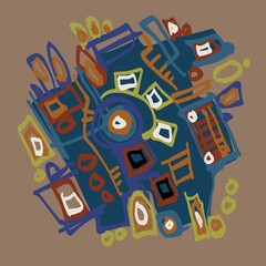 Abstract image for printing. Picture for modern interiors. The picture is painted by hand on a tablet. © neurostructure