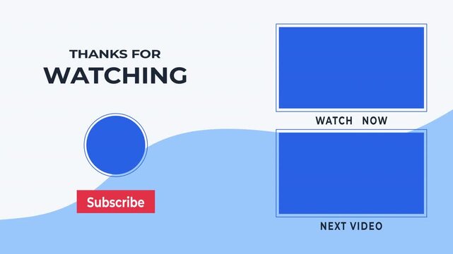 End screen YouTube Minimalist with thank you message and subscribe button motion graphics. 4K video