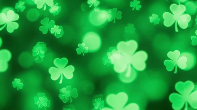 Glowing shamrock patterns in motion: vibrant st. patrick's day abstract background