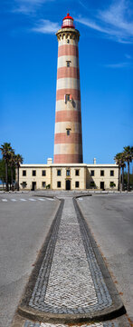 Lighthouse on the coast of Aveiro. Barra Lighthouse. 