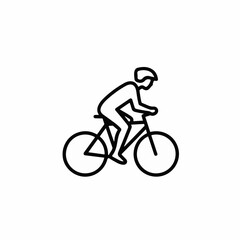 Naklejka premium Minimalist cyclist line icon vector, professional bicycle rider silhouette, black outline cycling symbol for sports and fitness apps