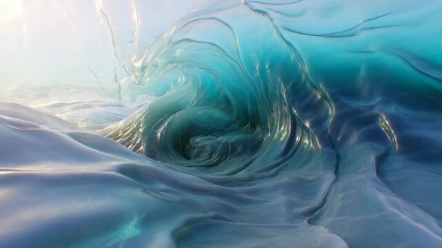 Abstract translucent waves in flowing style on soft light background depicting fluid motion concept design