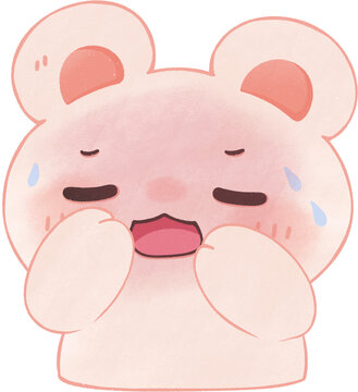 Cute Bear Shy Crying Expression Kawaii Cartoon