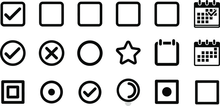 Checklist Icons: Selection, Options, Tasks, Calendar - Vector Set