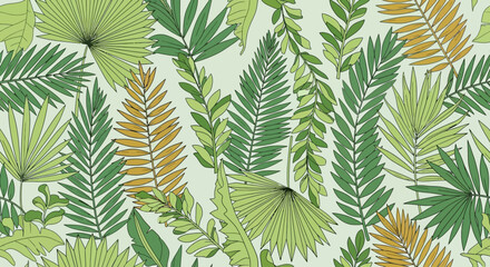 Tropical green fern leaf patterns. © faradila