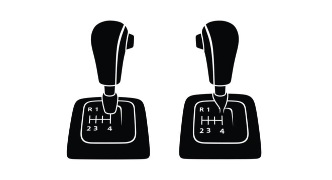gear shift lever silhouette with numbered positions on white background high quality professional detailed modern elegant stylish clean crisp vibrant colorful