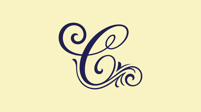 Large Letter C Monogram Symbol.