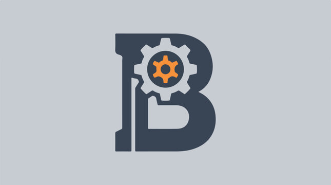 Letter B Gear Logo Design.