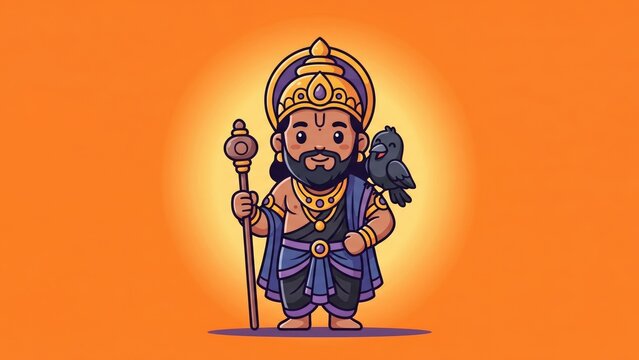 Cute Shani Dev Cartoon Festival Poster