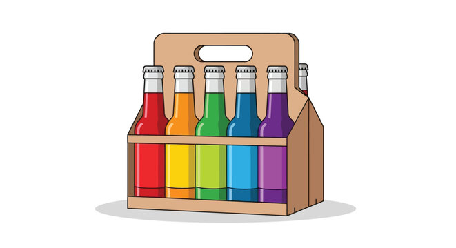 six pack beer bottles in cardboard carrier silhouette high quality professional detailed modern elegant stylish clean crisp vibrant colorful digital creative innovative