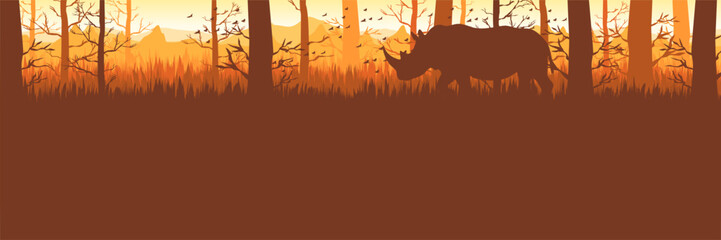 Serene outdoor environment presentation layout with rhino graphic © FahrizalNurMuhammad