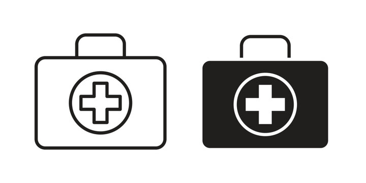 First aid kit icon for mobile application, button and website design.