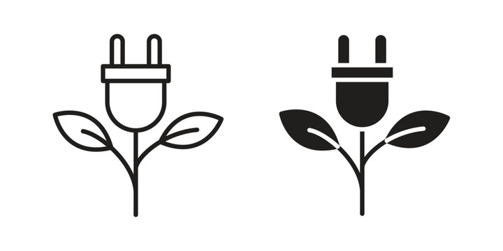 Green energy icon for mobile application, button and website design.