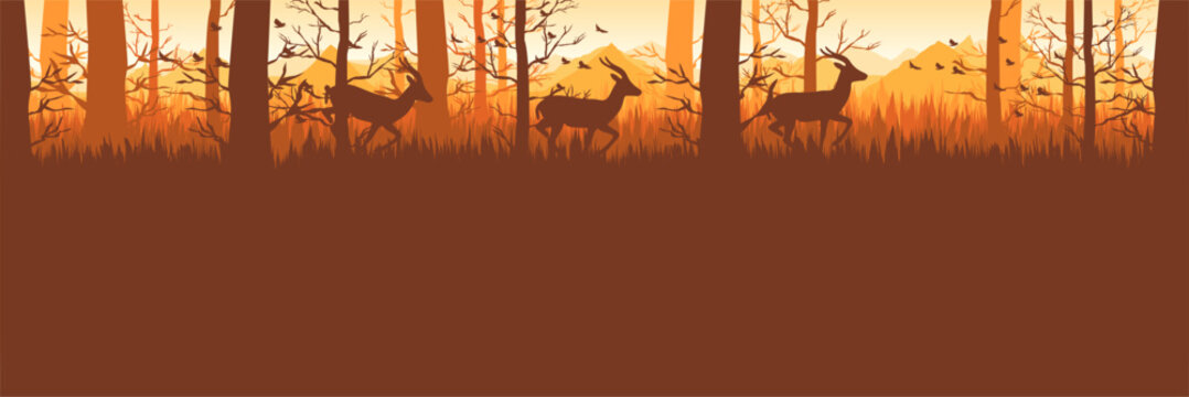 Clean environment presentation backdrop with majestic stags at dusk