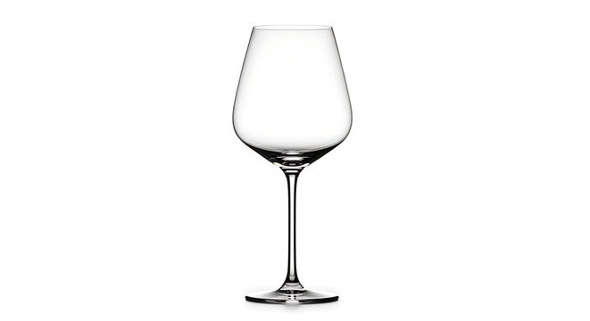 Elegant empty wine glass with long stem isolated on transparent background