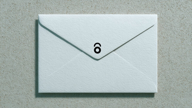 Digital envelope financial literacy scam awareness concept with white paper mail on textured surface for secure message