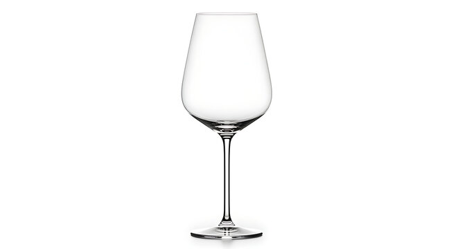 Elegant clear wine glass with long stem isolated on transparent background