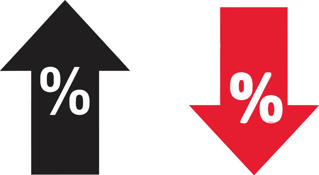 Percent arrow sign up down Vector