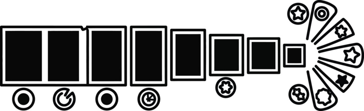 Abstract train with decreasing blocks and star burst