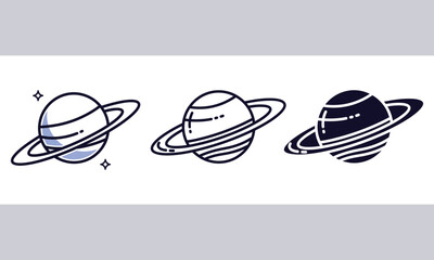 Three saturn like planets with rings a minimalist celestial illustration © KOHINUR