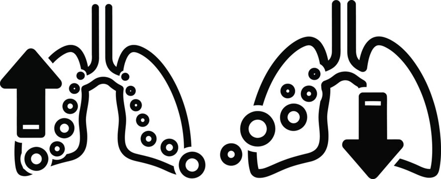 Lung Function Icons: Up Arrow for Inhalation, Down Arrow for Exhalation