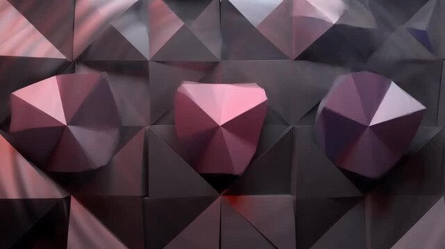 Abstract geometric shape over faceted metallic background, modern style, concept of innovation and structure