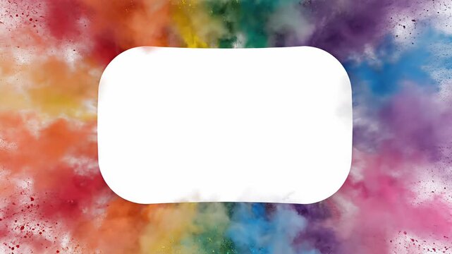 Rainbow paint dab frame with central white copy space