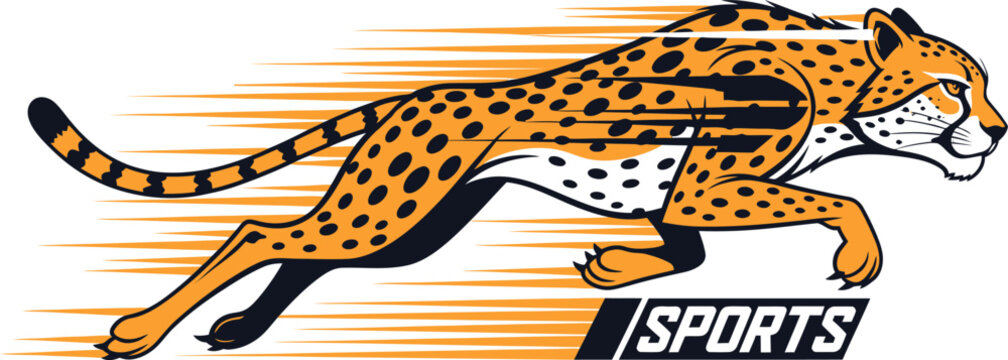 cheetah running fast vector illustration with sports theme flat design