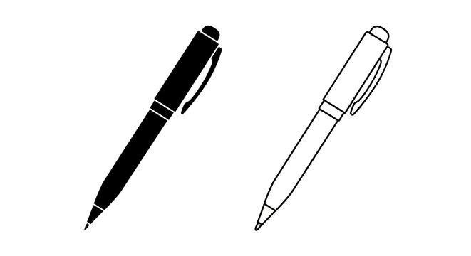two pens in black and white silhouette high quality professional detailed modern elegant stylish clean crisp vibrant colorful digital creative innovative