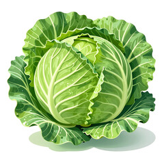 Obraz premium Fresh green savoy cabbage whole on white background for healthy cooking